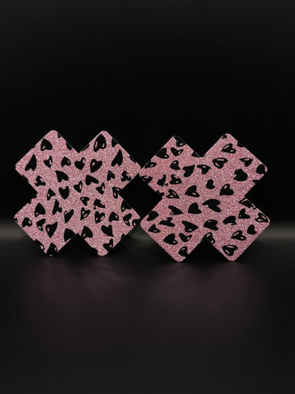 PINK/BLACK GLITTER (2 PAIRS)