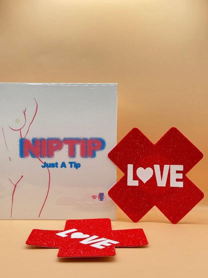 NipTips™ Tap-to-Tip Adhesive Covers  Glitter & Heart Designs | Festival & Performer Accessory