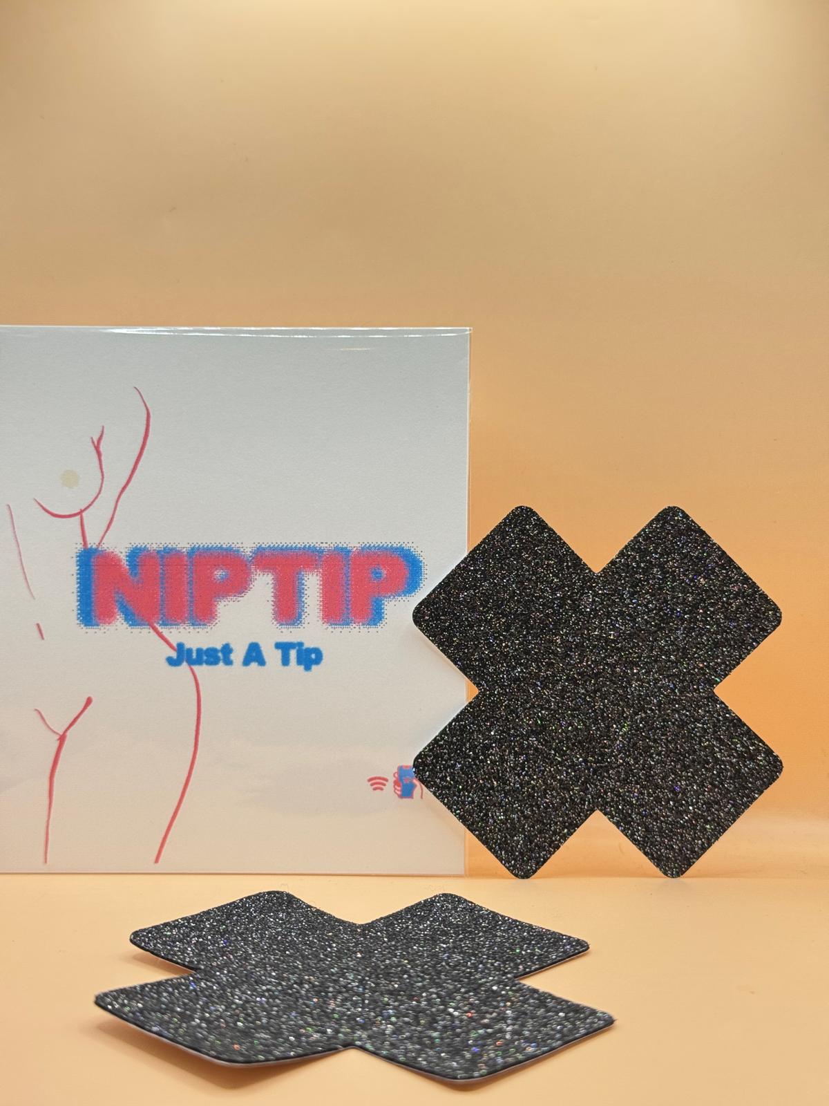 NipTips™ Tap-to-Tip Adhesive Covers  Glitter & Heart Designs | Festival & Performer Accessory