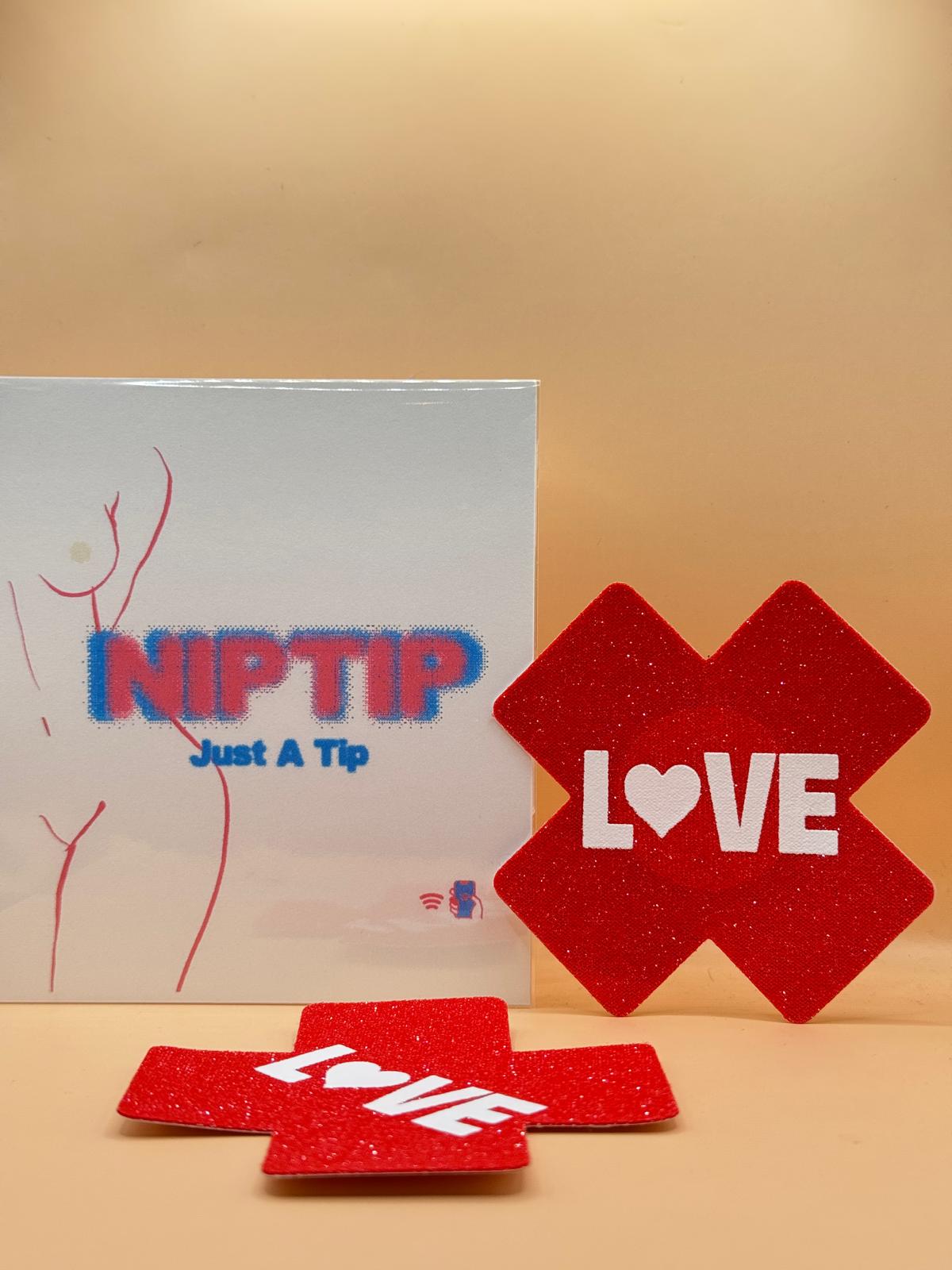 NipTips™ Tap-to-Tip Adhesive Covers  Glitter & Heart Designs | Festival & Performer Accessory